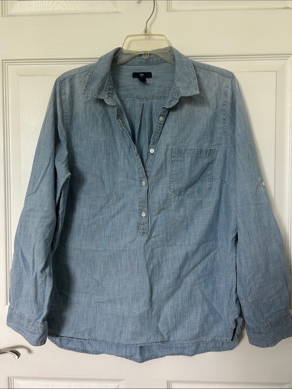 GAP Light Blue Chambray Button Shirt, Long Sleeve, Sz. L.